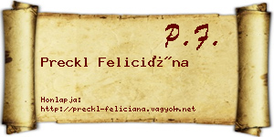 Preckl Feliciána névjegykártya
